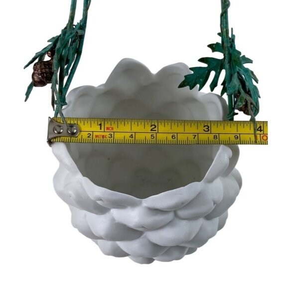 Vintage Dept 56 Balsam GreeneryPine Cone Hanging Planter Christmas Ceramic Metal - Picture 9 of 14